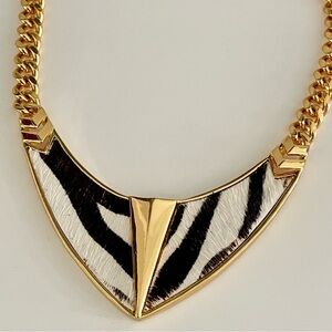 Vince Camuto Necklace - Zebra Print & Gold Safari